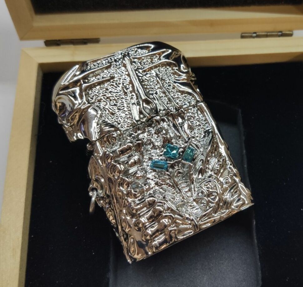Запальничка WORLD OF WARCRAFT The lich king Lighter (silver) + подарункова коробка з дерева 