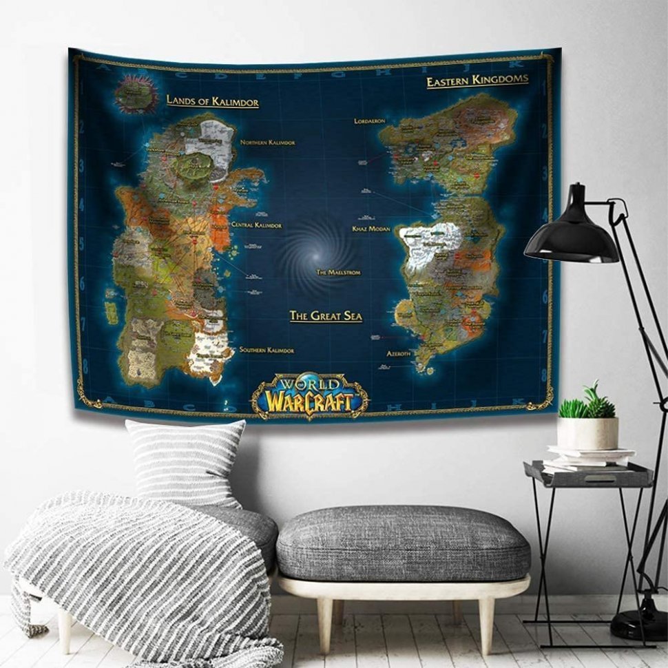 Карта Варкрафт Азерот World of Warcraft Classic Azeroth Map Wall Decoration banner (150*100 см) 
