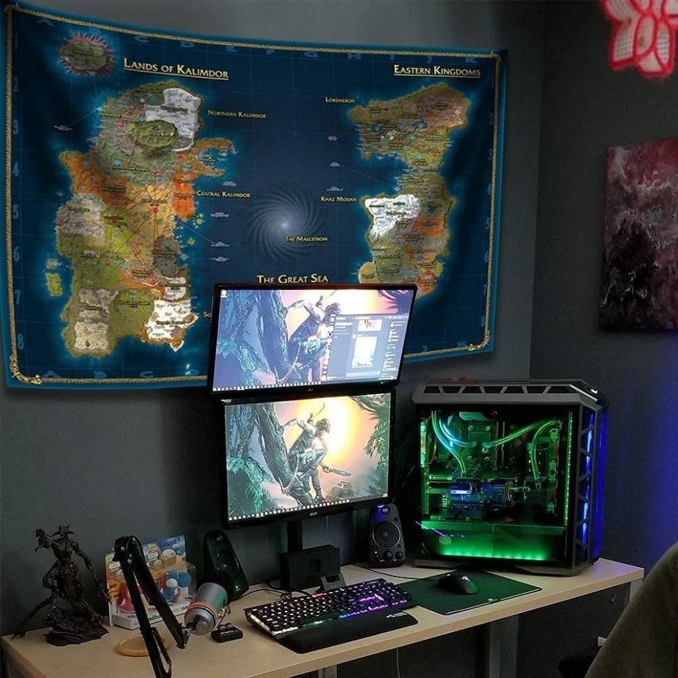 Карта Варкрафт Азерот World of Warcraft Classic Azeroth Map Wall Decoration banner (150*100 см) 