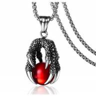 Медальон Dragon Claw Stainless Steel Necklace Red Crystal