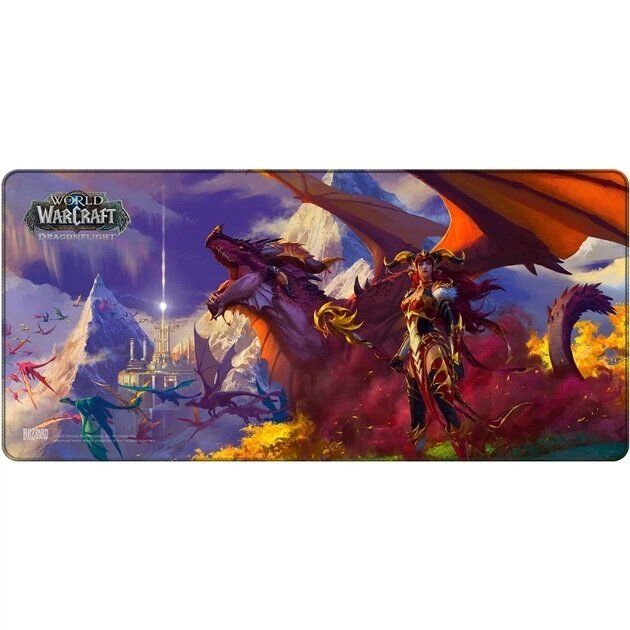 Килимок ігрова поверхня Blizzard World Of Warcraft Dragonflight Alexstrasza and Dragon XL Варкрафт (90*42 cm) 