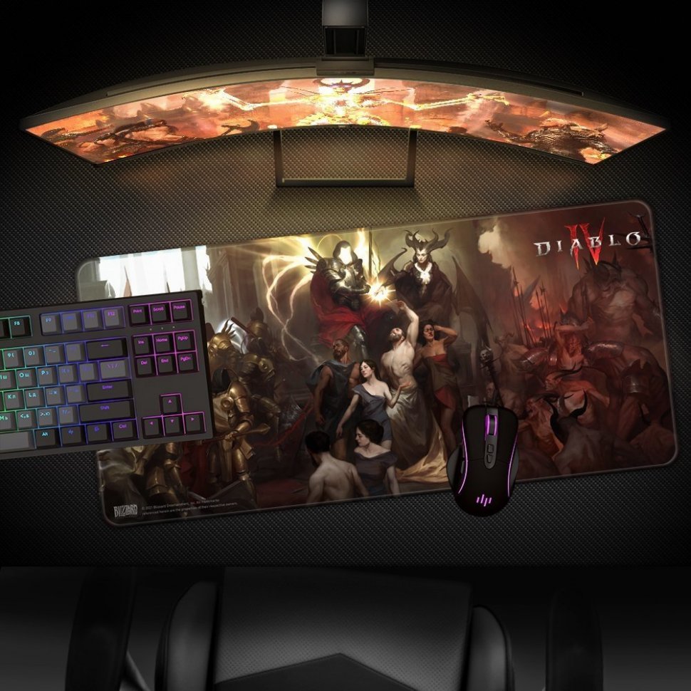 Коврик для мыши игровая поверхность Blizzard DIABLO IV 4 -  Inarius and Lilith (Диабло) XL (90*42 cm) 